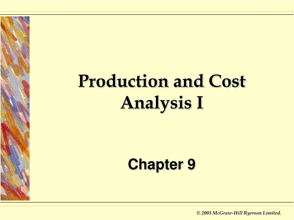 production and cost analysis i