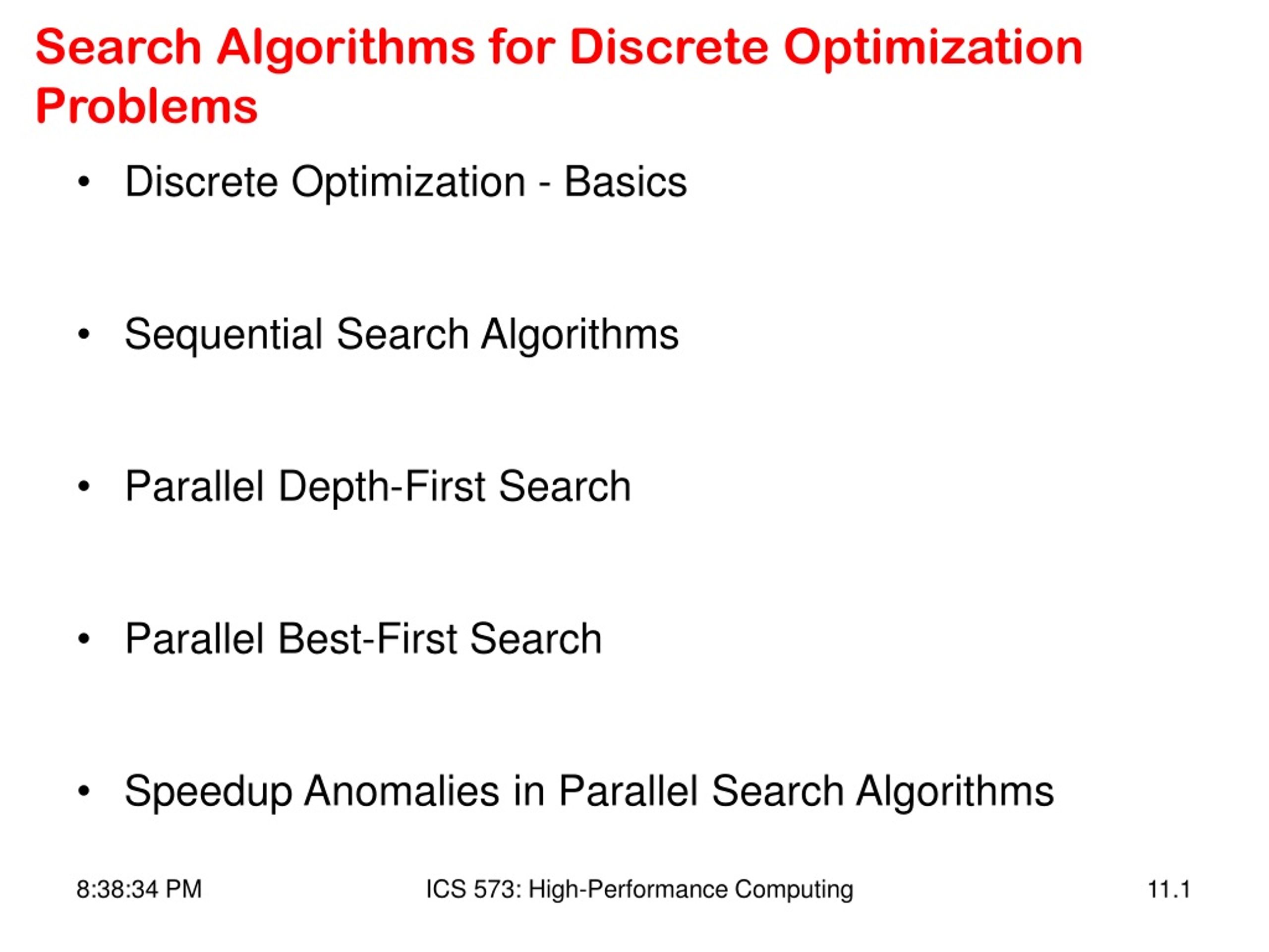 High-Performance Computing for Discrete Optimization: Techniques and Algorithms - slide 1