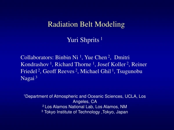 Radiation Belt Modeling