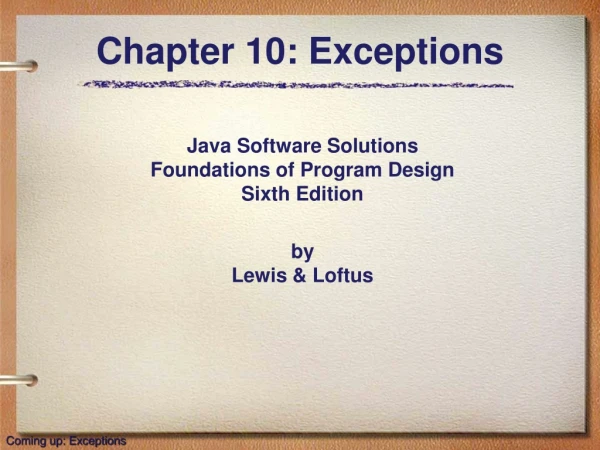 Chapter 10: Exceptions