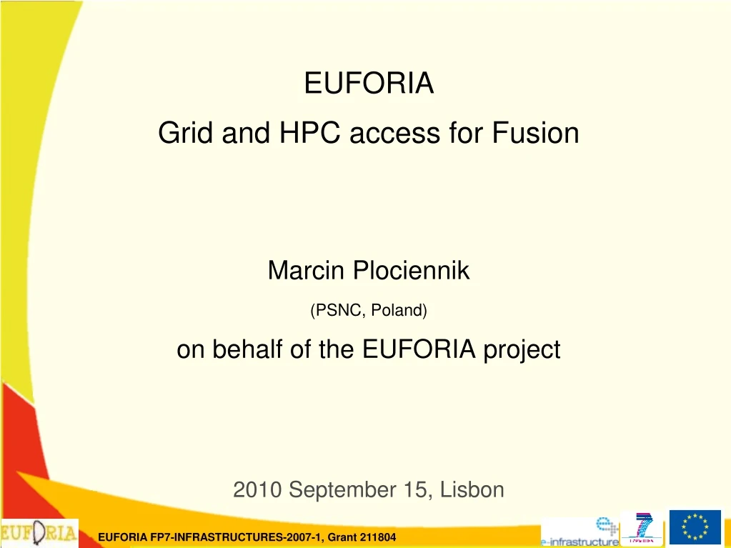 euforia grid and hpc access for fusion marcin