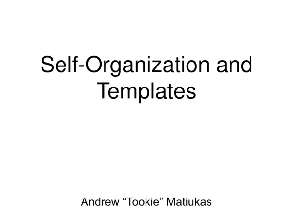 Self-Organization and Templates