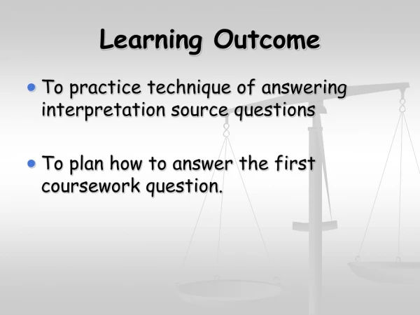 Learning Outcome