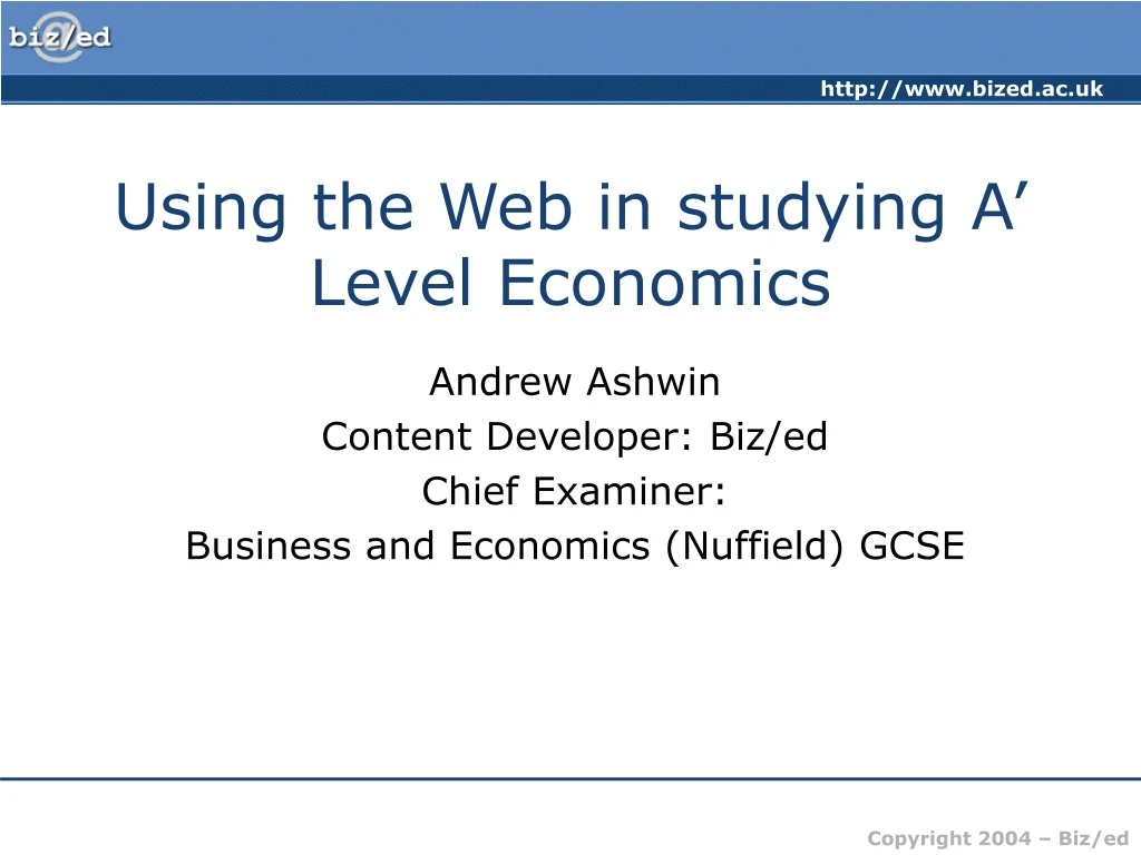 using the web in studying a level economics