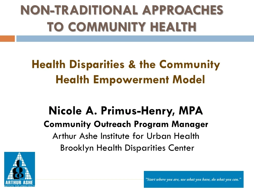 non traditional approaches to community health