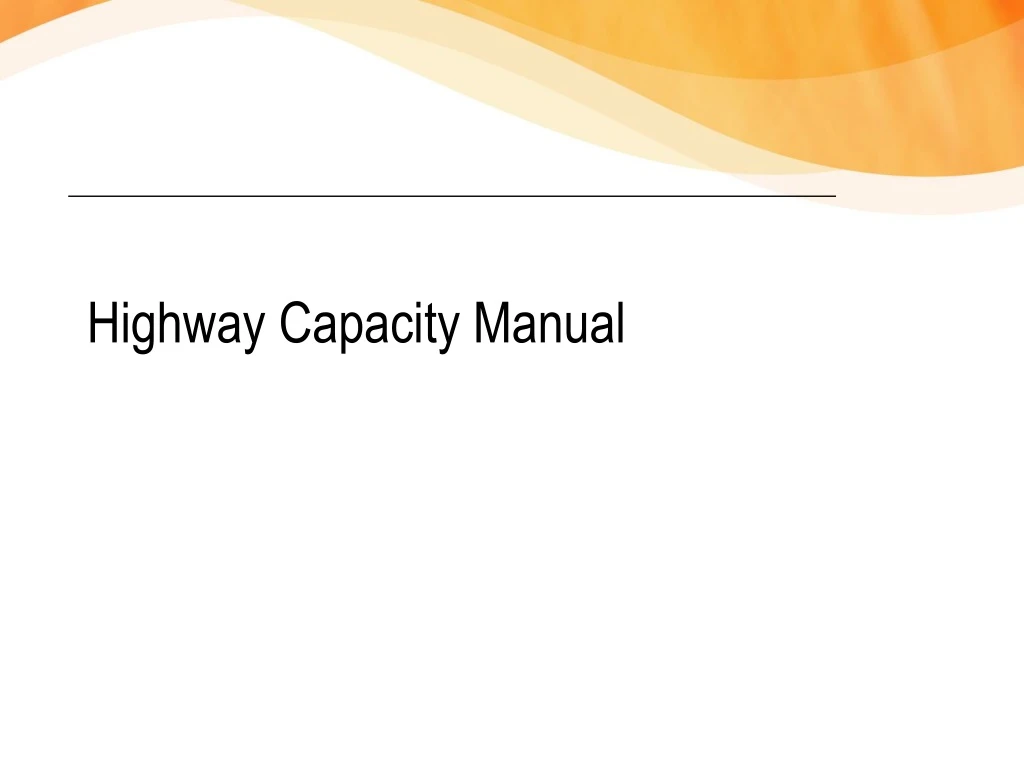 highway capacity manual