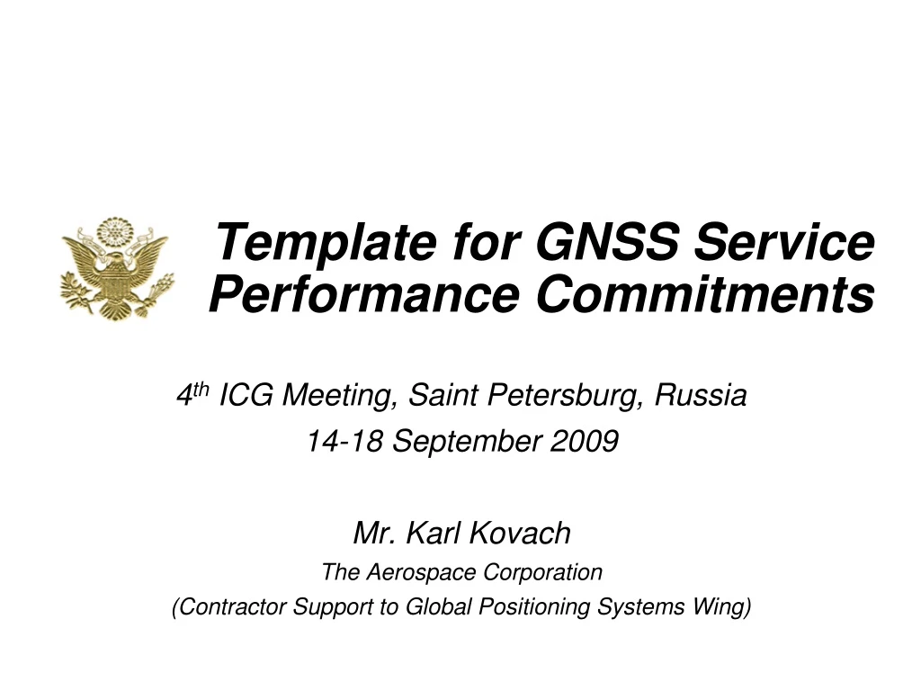 template for gnss service performance commitments