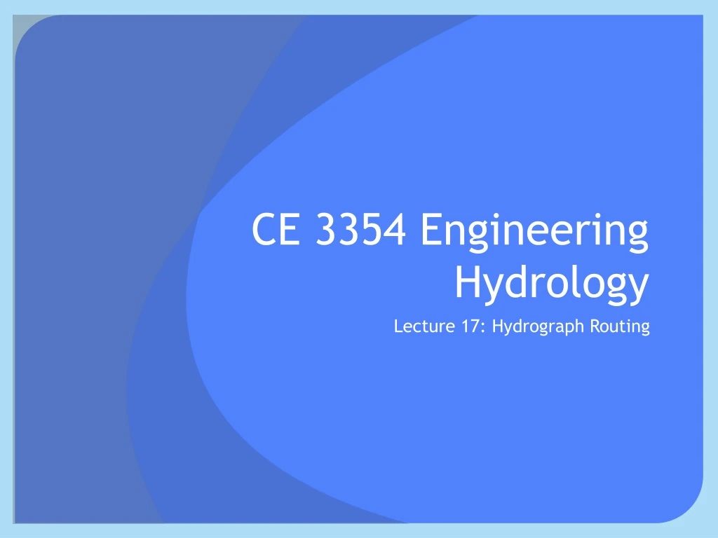 ce 3354 engineering hydrology