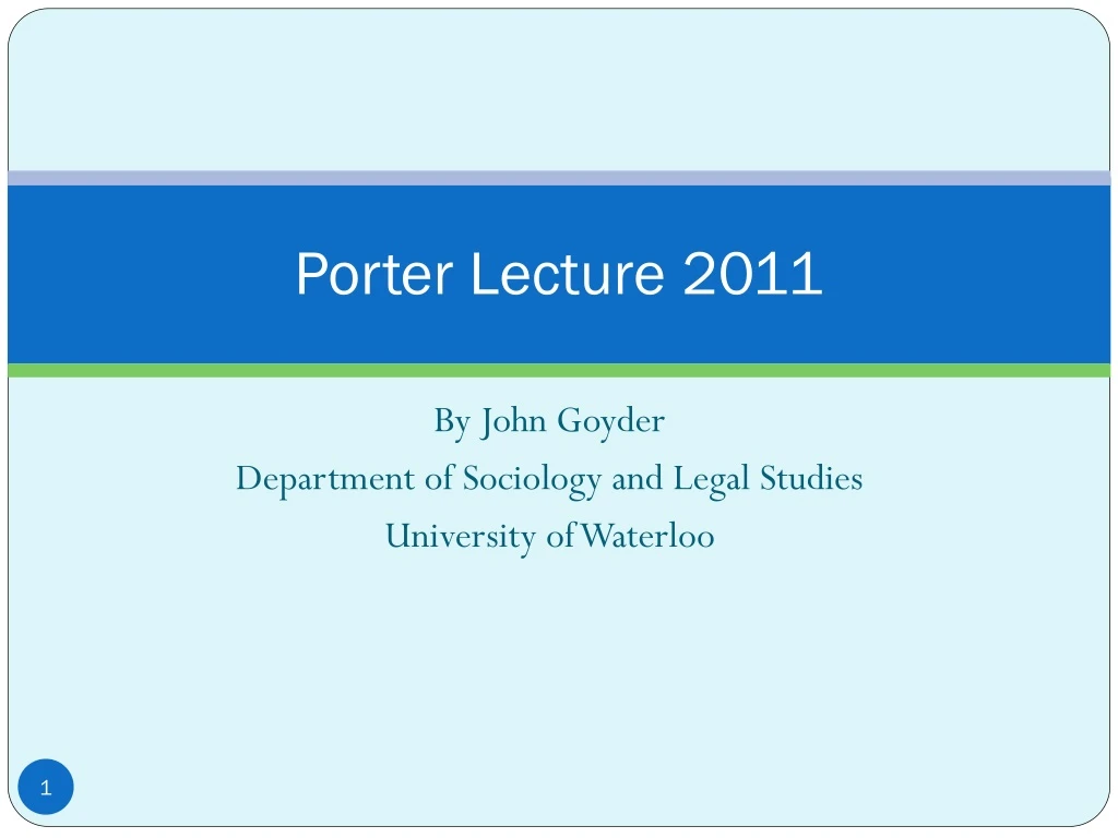 porter lecture 2011