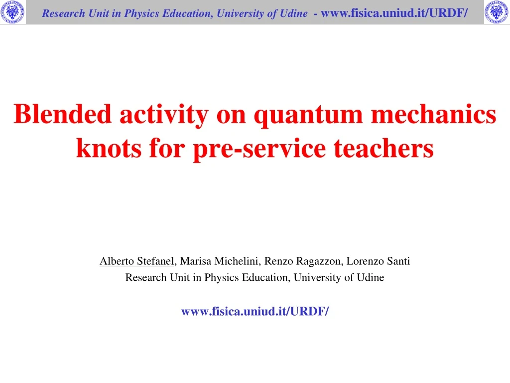 blended activity on quantum mechanics knots for pre service teachers