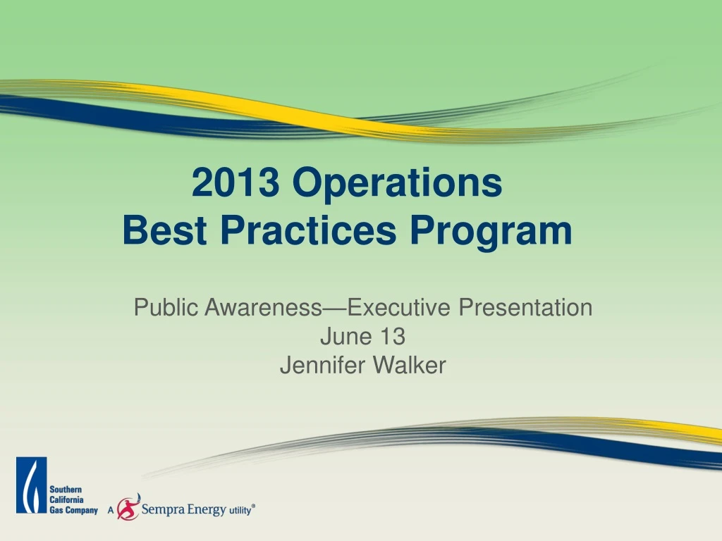 2013 operations best practices program