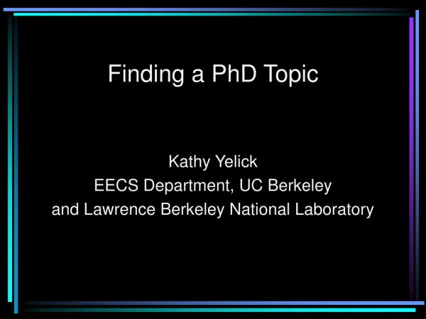 Finding a PhD Topic