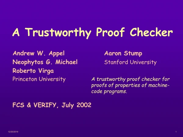 A Trustworthy Proof Checker