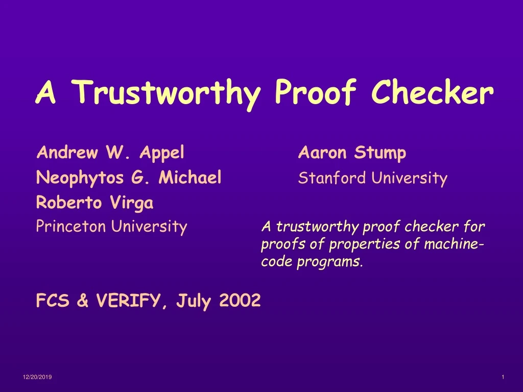 a trustworthy proof checker