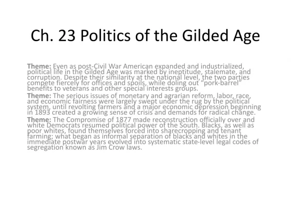 Ch. 23 Politics of the Gilded Age