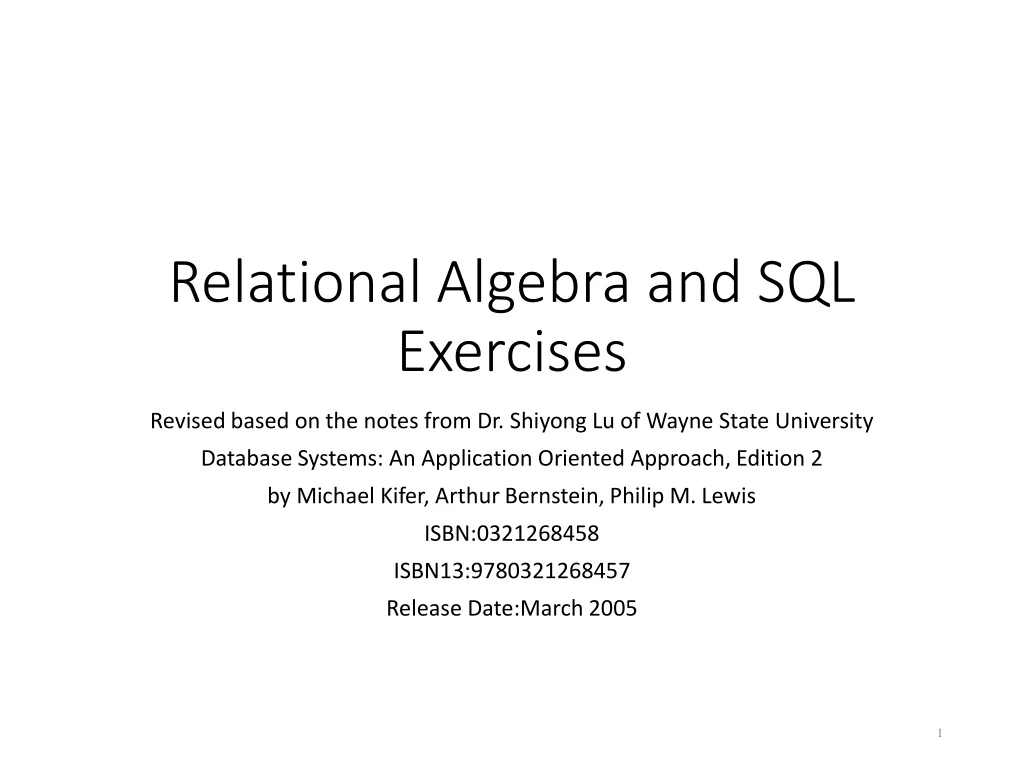 relational algebra and sql exercises