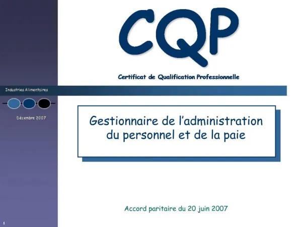 CQP Certificat de Qualification Professionnelle