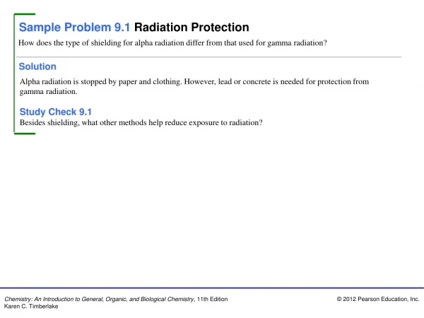 Sample Problem 9.1 Radiation Protection