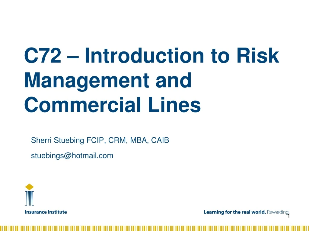 c72 introduction to risk management and commercial lines