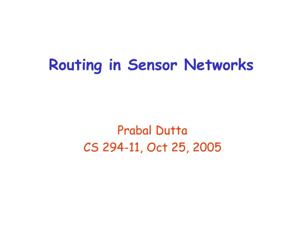 routing in sensor networks