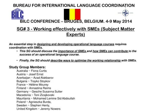 BUREAU FOR INTERNATIONAL LANGUAGE COORDINATION
