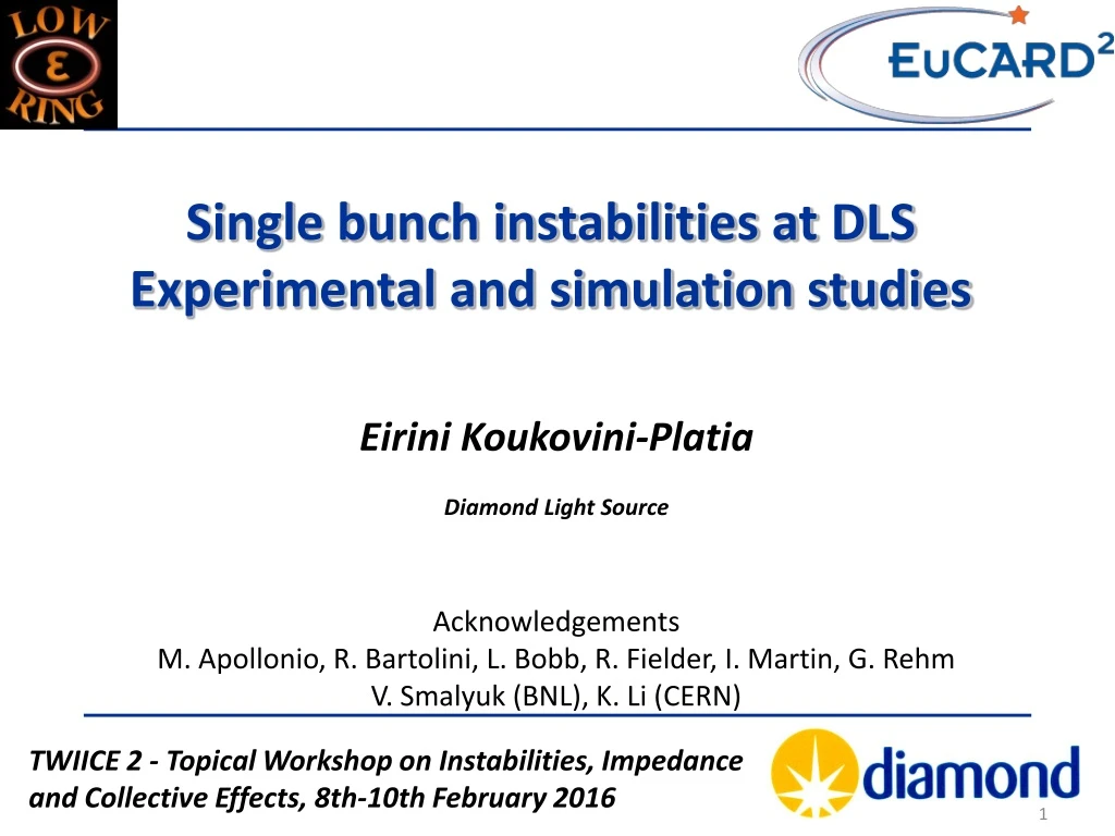 single bunch instabilities at dls experimental
