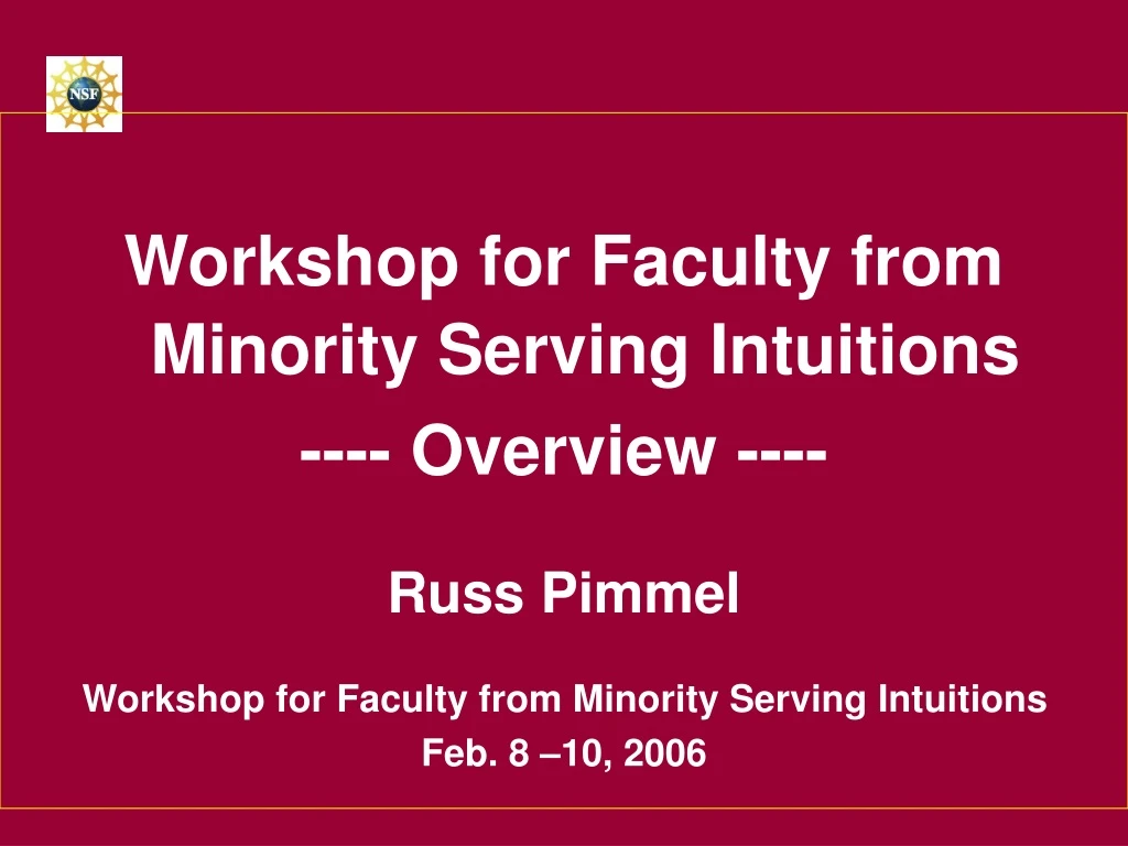 workshop for faculty from minority serving