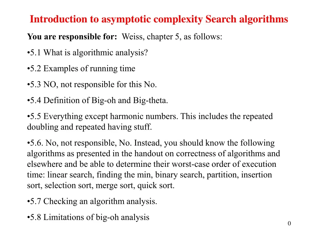 introduction to asymptotic complexity search algorithms