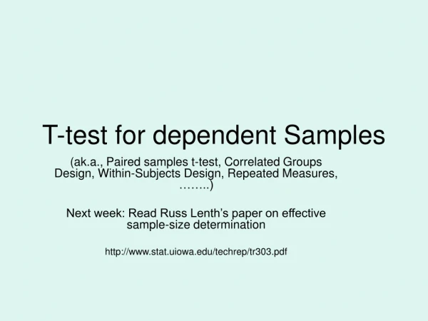 T-test for dependent Samples