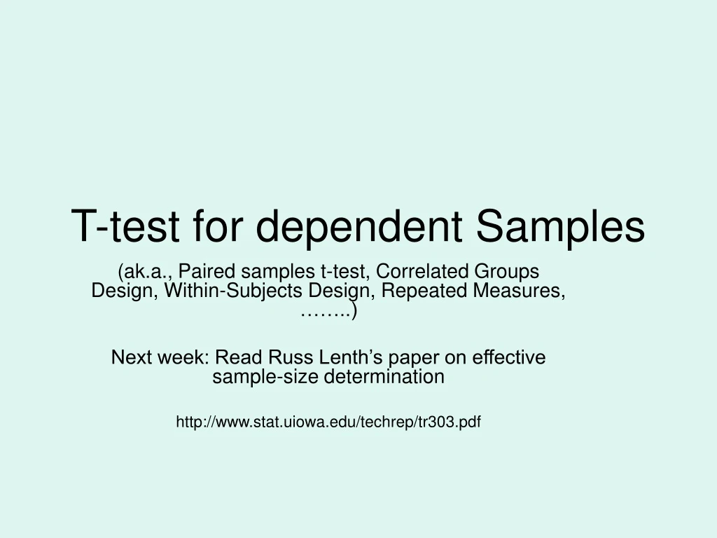 t test for dependent samples