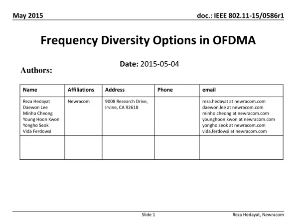 Frequency Diversity Options in OFDMA