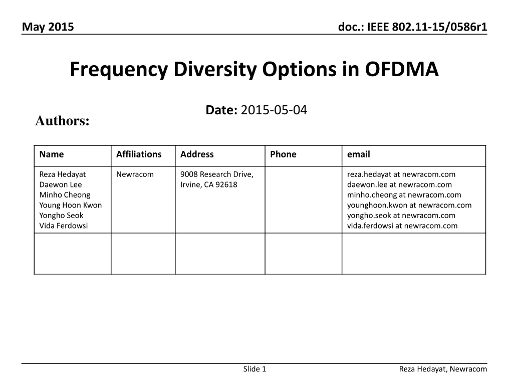 frequency diversity options in ofdma