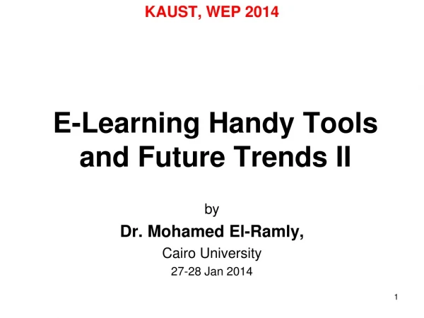E-Learning Handy Tools and Future Trends II