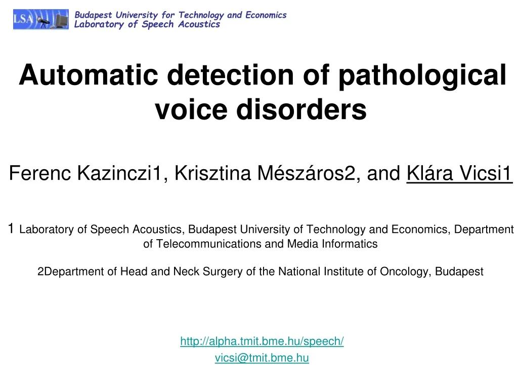 automatic detection of pathological voice