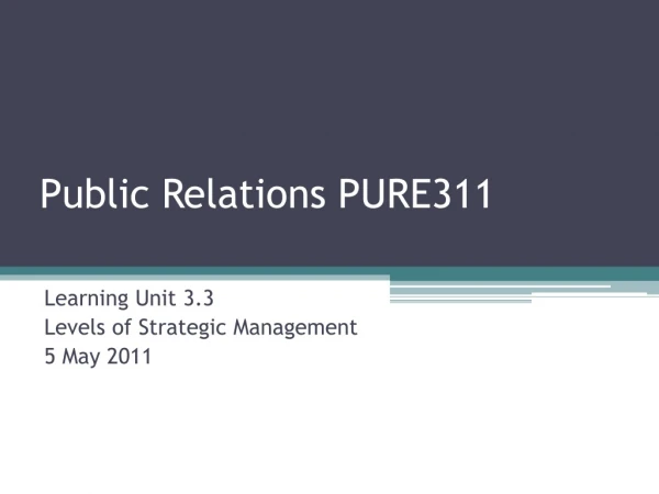 Public Relations PURE311
