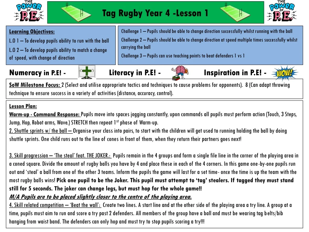 tag rugby year 4 lesson 1
