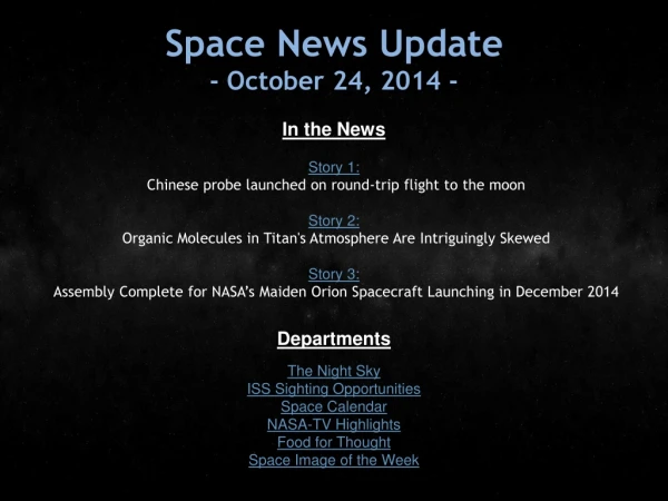 Space News Update - October 24, 2014 -
