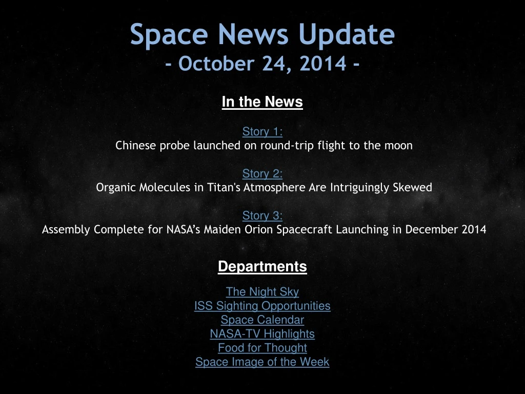 space news update october 24 2014
