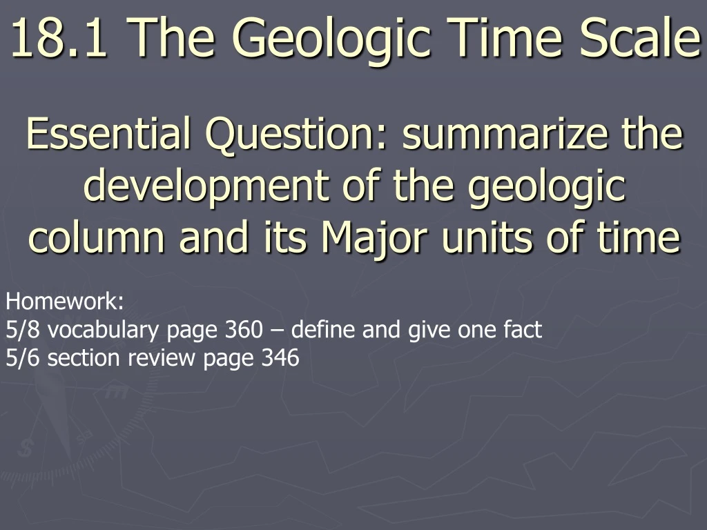 essential question summarize the development of the geologic column and its major units of time