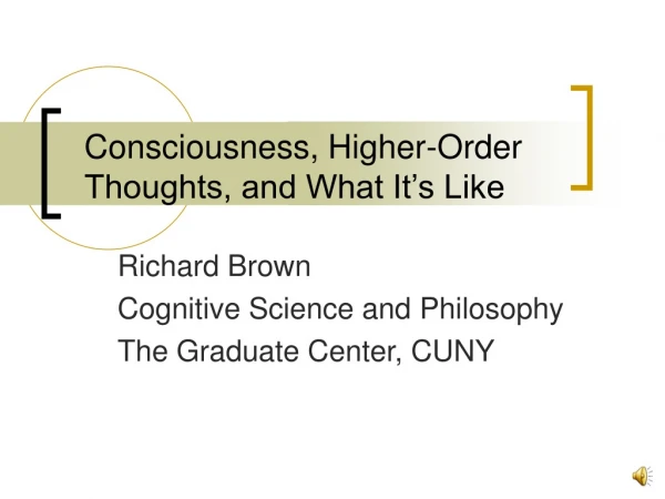 Consciousness, Higher-Order Thoughts, and What It’s Like