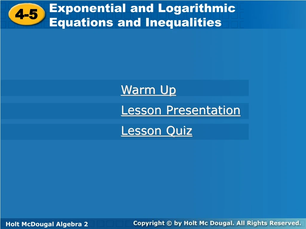 exponential and logarithmic equations