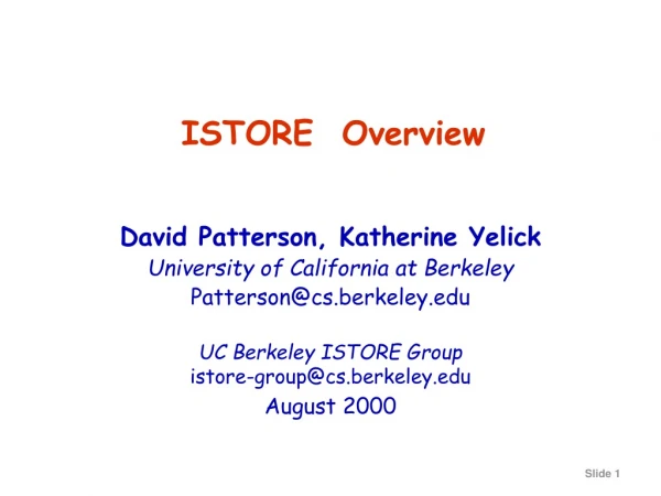 ISTORE  Overview