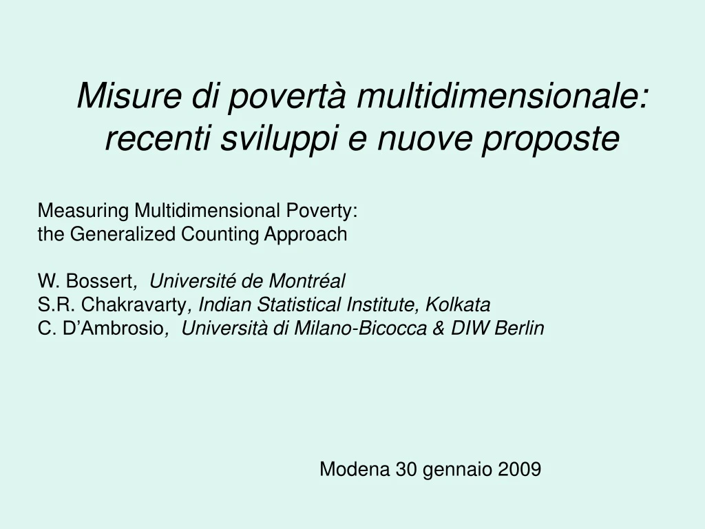 misure di povert multidimensionale recenti sviluppi e nuove proposte