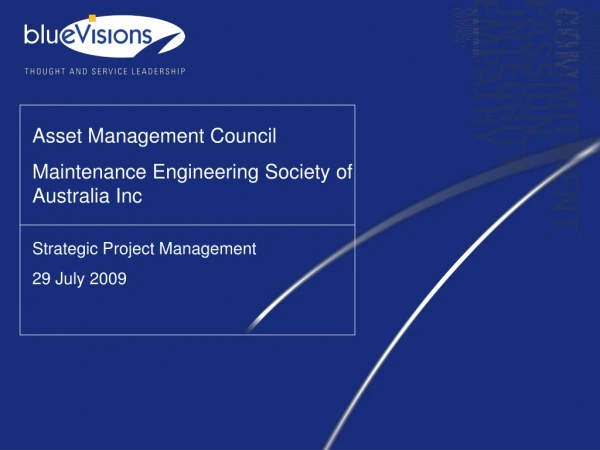 Asset Management Council  Maintenance Engineering Society of Australia Inc