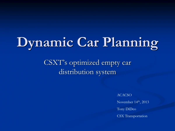 Dynamic Car Planning