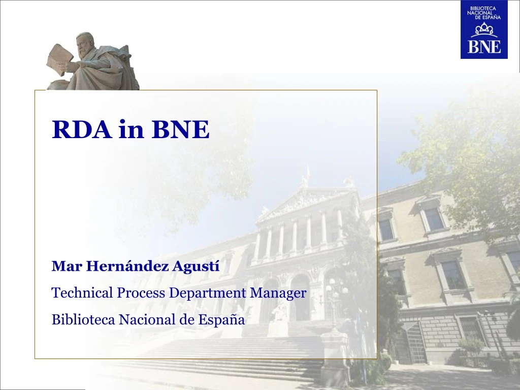 rda in bne mar hern ndez agust technical process department manager biblioteca nacional de espa a