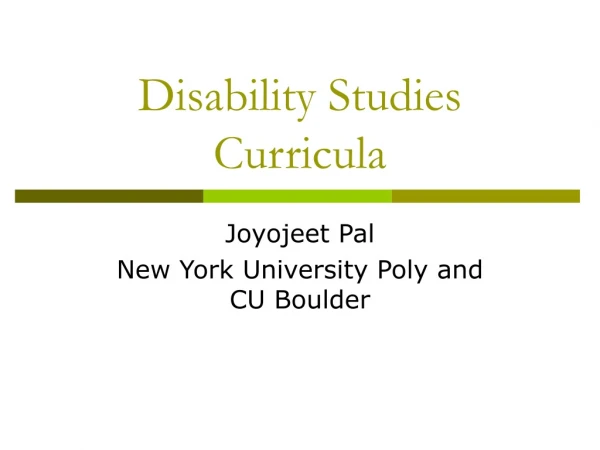 Disability Studies Curricula