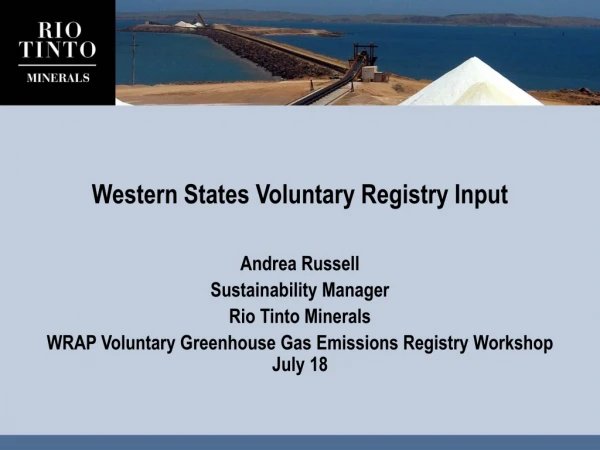 Western States Voluntary Registry Input
