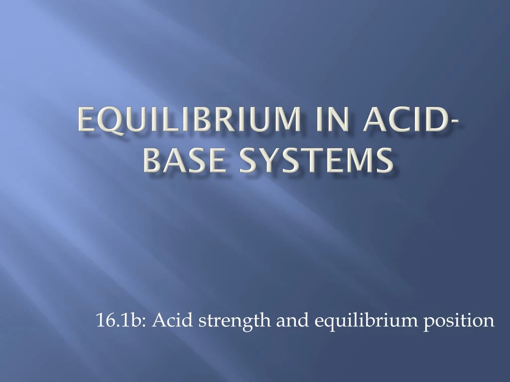 equilibrium in acid base systems