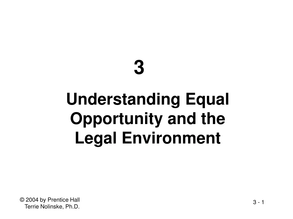 understanding equal opportunity and the legal environment
